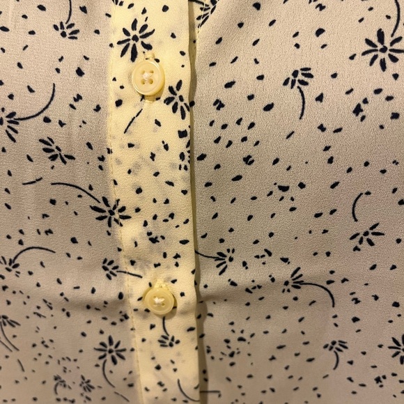 Banana Republic Lt Yellow Modern Floral Sleeveless Collared Button-down, Small - Picture 4 of 4